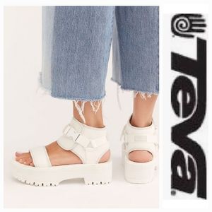 Teva Indio Jewel Platform Ankle Strap Sandals White